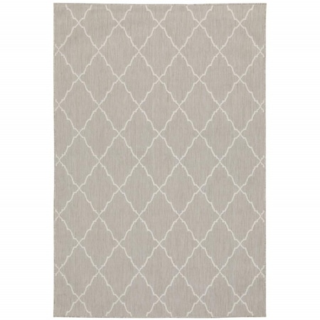 Homeroots 7 x 9 ft. Gray & Ivory Trellis Indoor & Outdoor Area Rug 389550